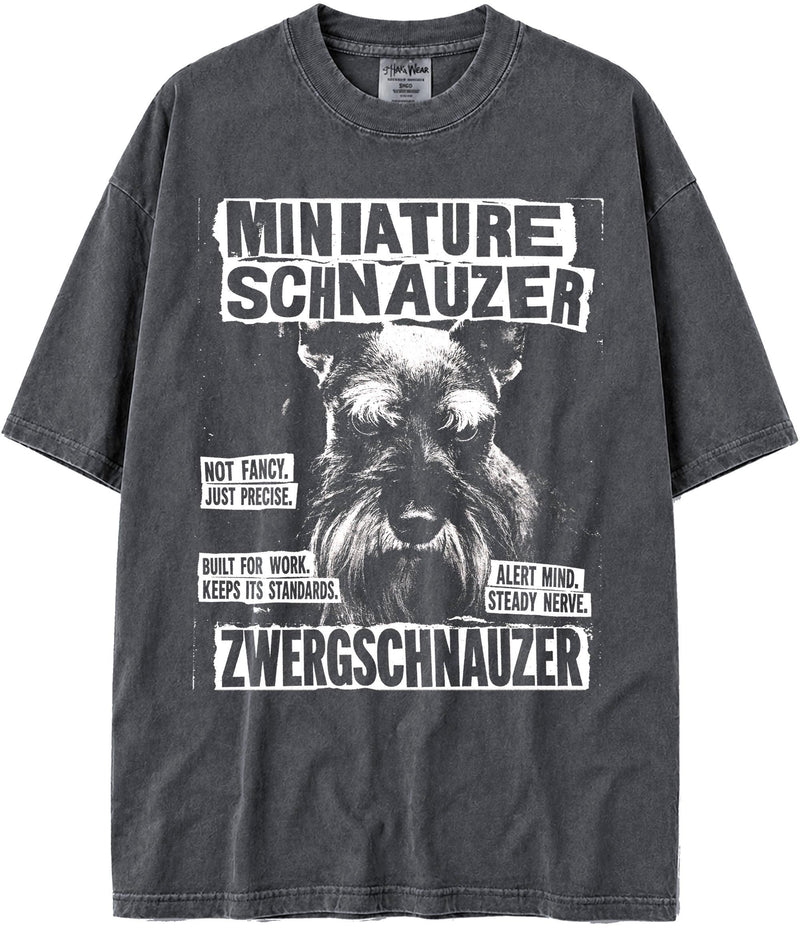 BABATEES U.S.A. MAX-Heavyweight Punk Rock Animals Shaka Wear Oversized 7.5oz Cotton Tshirt - Miniature Schnauzer