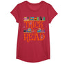 Trick or Read Funny Halloween Teacher Book Library Reading T-Shirt - Red Heather