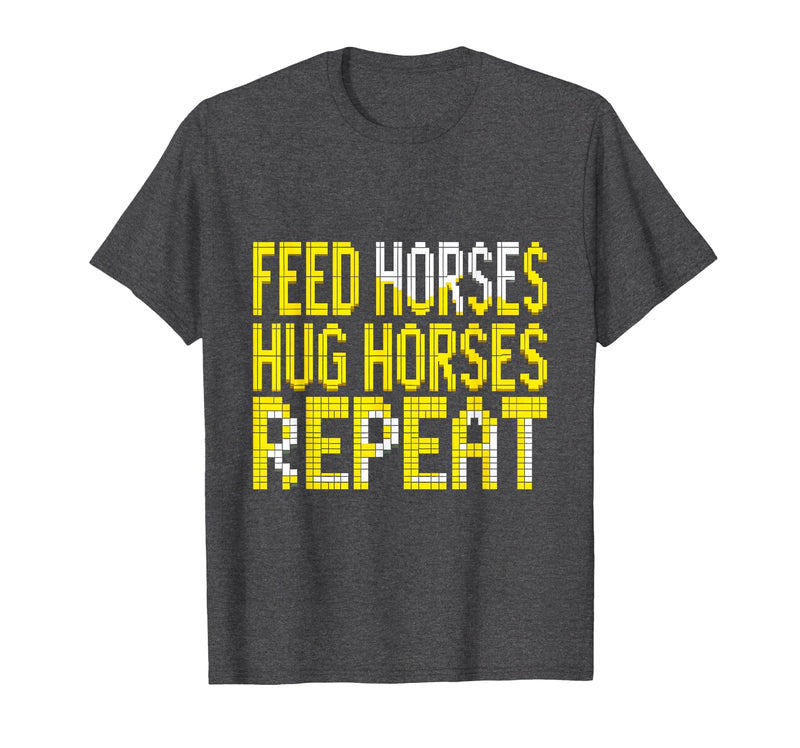 Mademark Feed Horses Hug Horses Repeat Riding Design T-Shirt - Men - Dark Heather Grey
