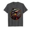 Mademark Shark Leaping Over Volcanic Island Peak T-Shirt - Dark Heather Grey