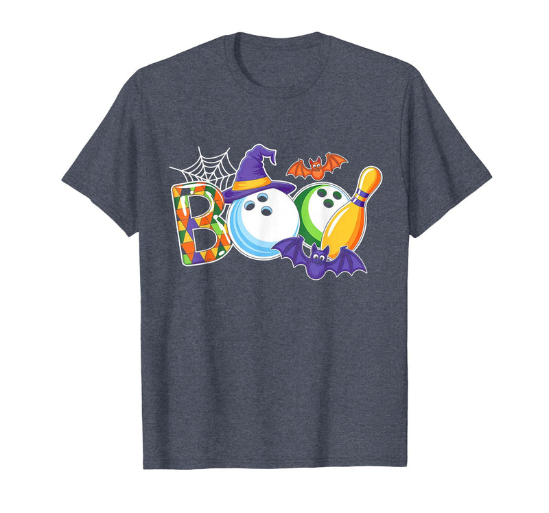Bowling Boo Creepy Halloween Costume Pumpkin Bowling Lover T-Shirt - Heather Blue