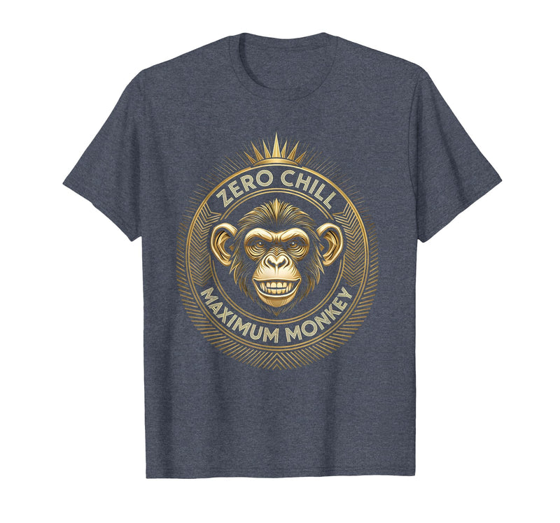 Mademark Zero Chill Maximum Monkey Fun Graphic Design T-Shirt - Men - Heather Blue