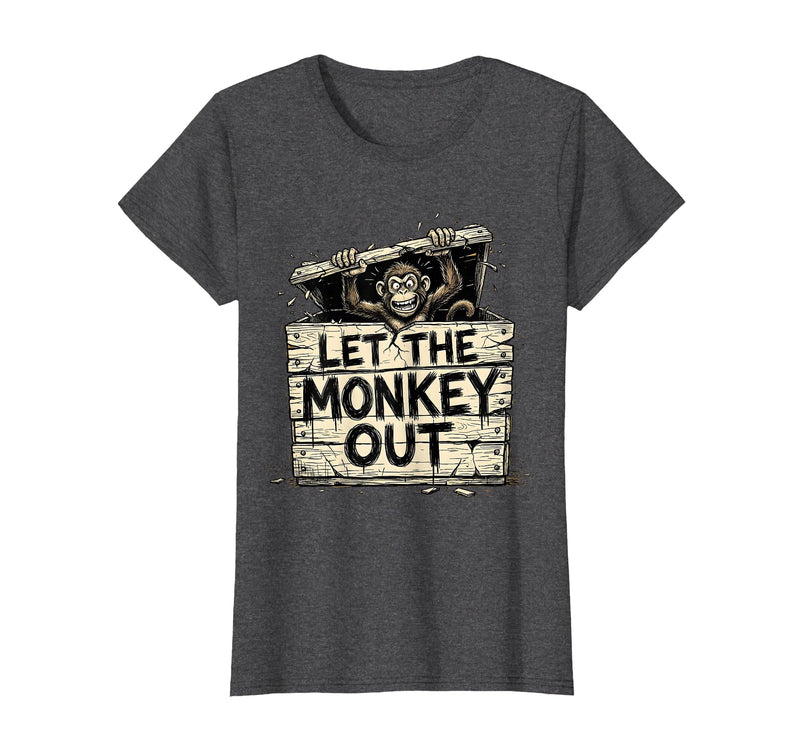 Mademark Let the Monkey Out Wild Primate Graphic Design T-Shirt - Women - Dark Heather Grey