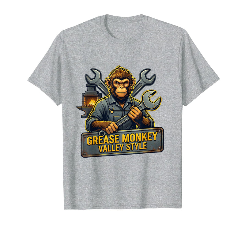 Mademark Grease Monkey Valley Style Automotive Design T-Shirt - Men - Heather Grey