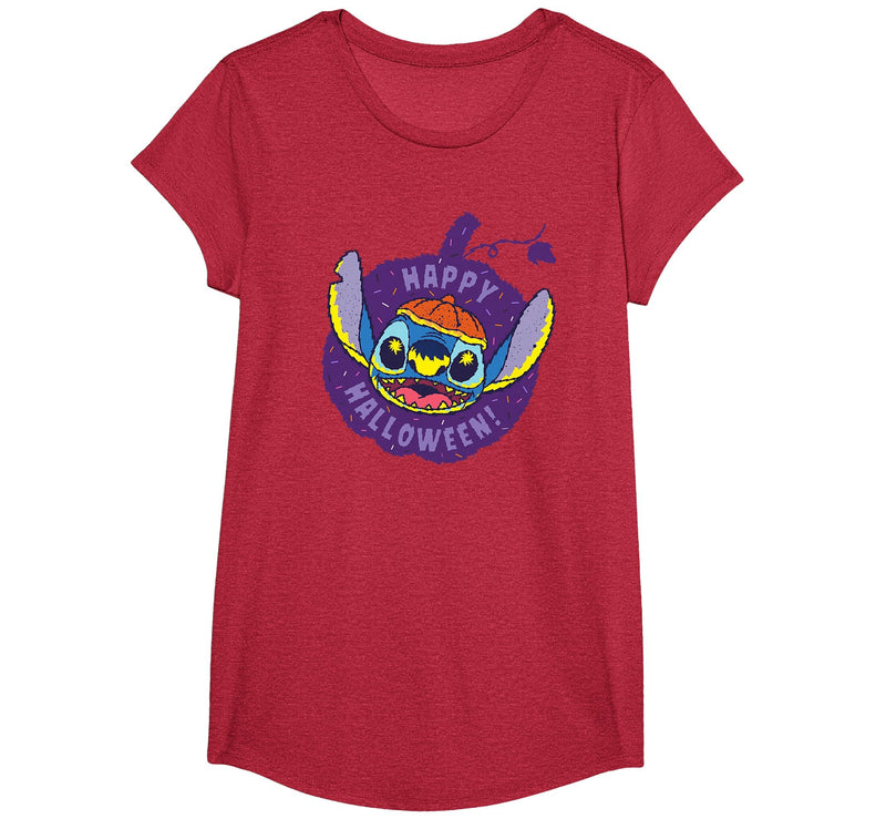Disney Lilo & Stitch Jack-o’-Lantern Pumpkin Happy Halloween T-Shirt - Red Heather