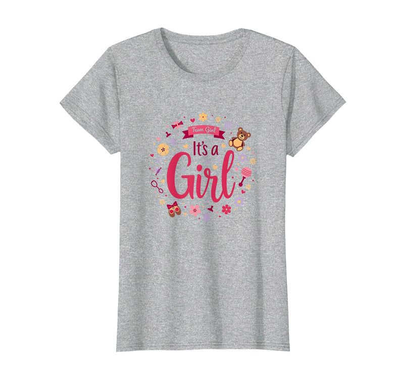 Mademark Team Girl Its a Girl Baby Shower Celebration T-Shirt - Heather Grey