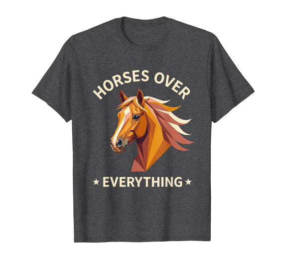 Mademark Horses Over Everything Women's Equestrian Design T-Shirt - Men - Dark Heather Grey