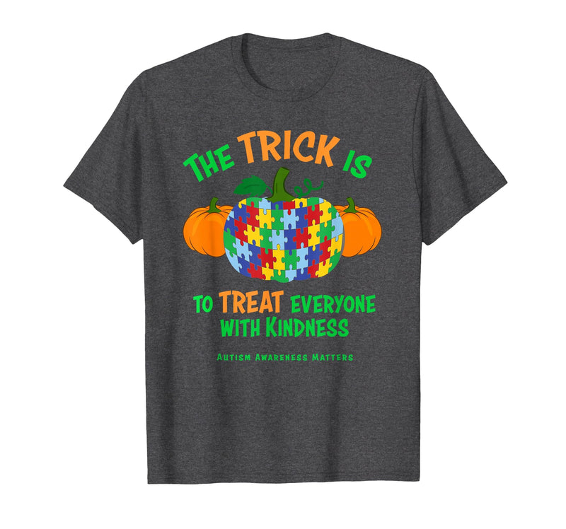 Presto Autism Awareness Halloween October Pumpkin Autism Awareness Halloween Fall October Puzzle Pumpkin T-Shirt - Dark