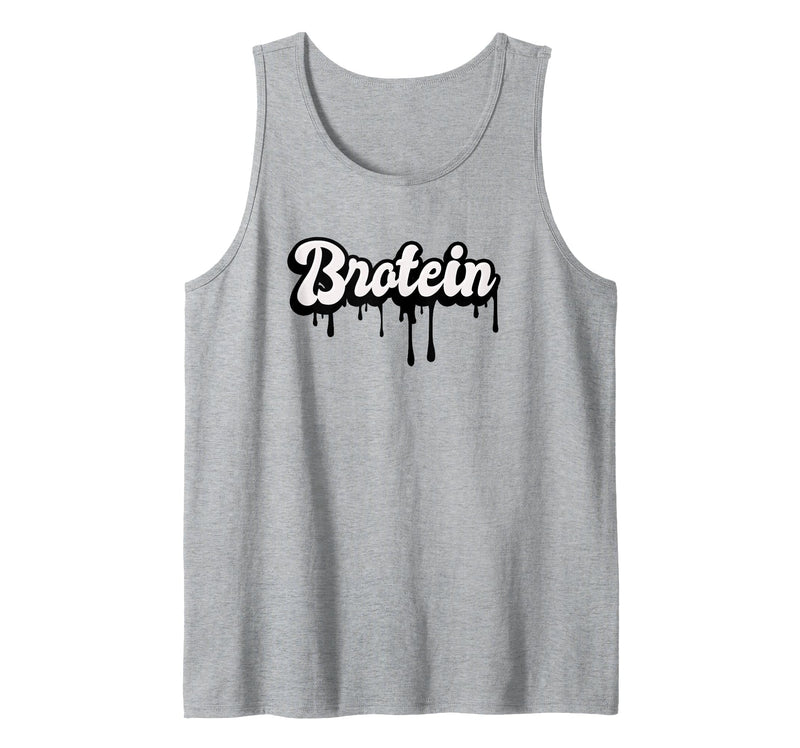 Queer & Gay Body Builder Daddy Bear Muscle Jock Funny Gay Men's Muscle Gym Bro - Protein Shake Brotein Tank Top - Heather Grey