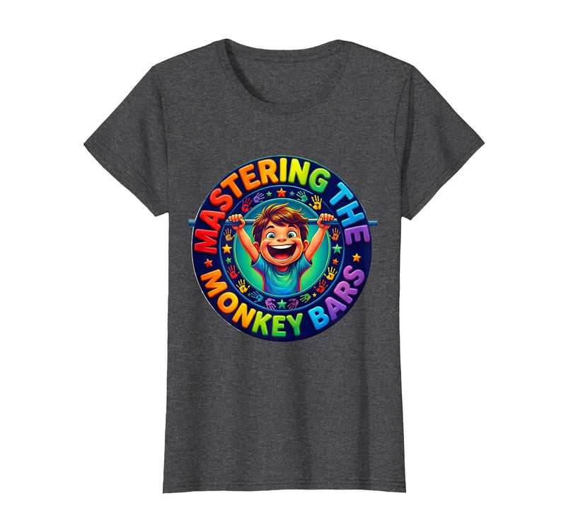 Mademark Mastering the Monkey Bars First Day of Kindergarten T-Shirt - Women - Dark Heather Grey