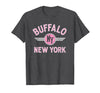 133 Apparel Buffalo NY Buffalo New York Circle NY Pink Print T-Shirt - Dark Heather Grey