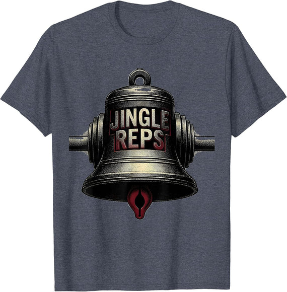 Jingle Reps Blackwork Dotwork Christmas Weightlifting Gym T-Shirt - Heather Blue