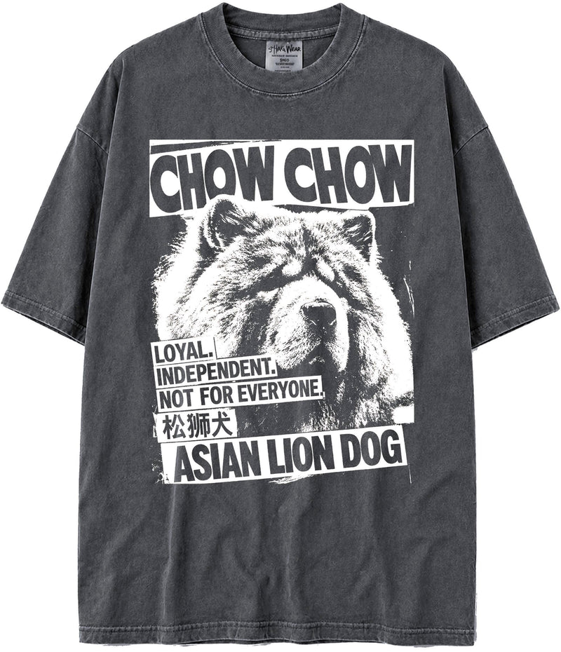 BABATEES U.S.A. MAX-Heavyweight Punk Rock Animals Shaka Wear Oversized 7.5oz Cotton Tshirt - Chow Chow