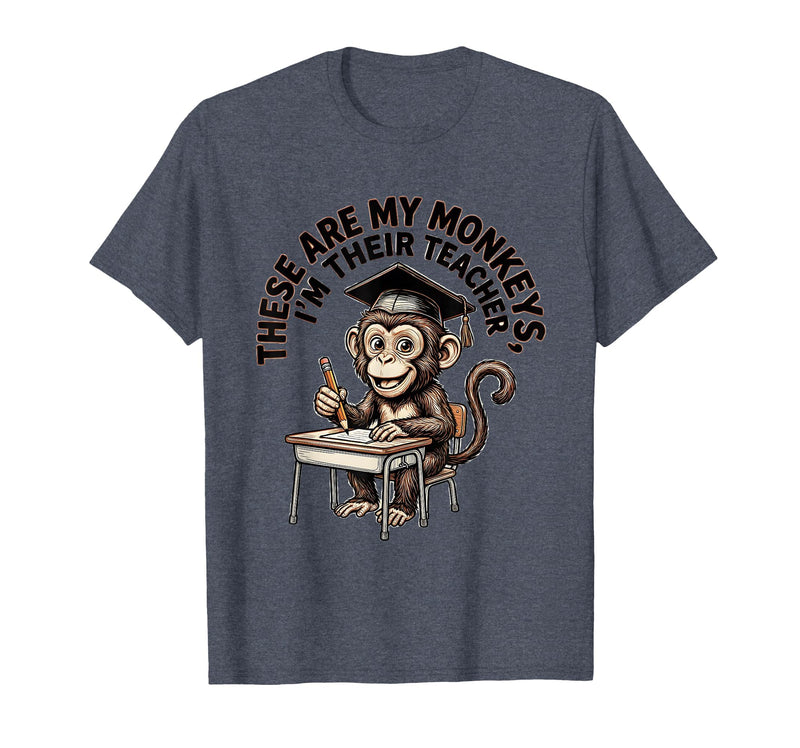 Mademark These Are My Monkeys I'm Their Teacher Circus Design T-Shirt - Men - Heather Blue