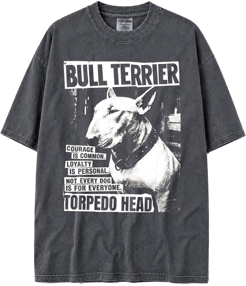 BABATEES U.S.A. MAX-Heavyweight Punk Rock Animals Shaka Wear Oversized 7.5oz Cotton Tshirt - Bull Terrier