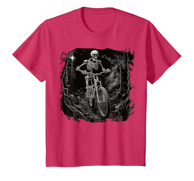 Scary Cyclist Skeleton Gifts Cycling Skeleton Mountain MTB Bicycle Cyclist Skeleton T-Shirt - Red Heather