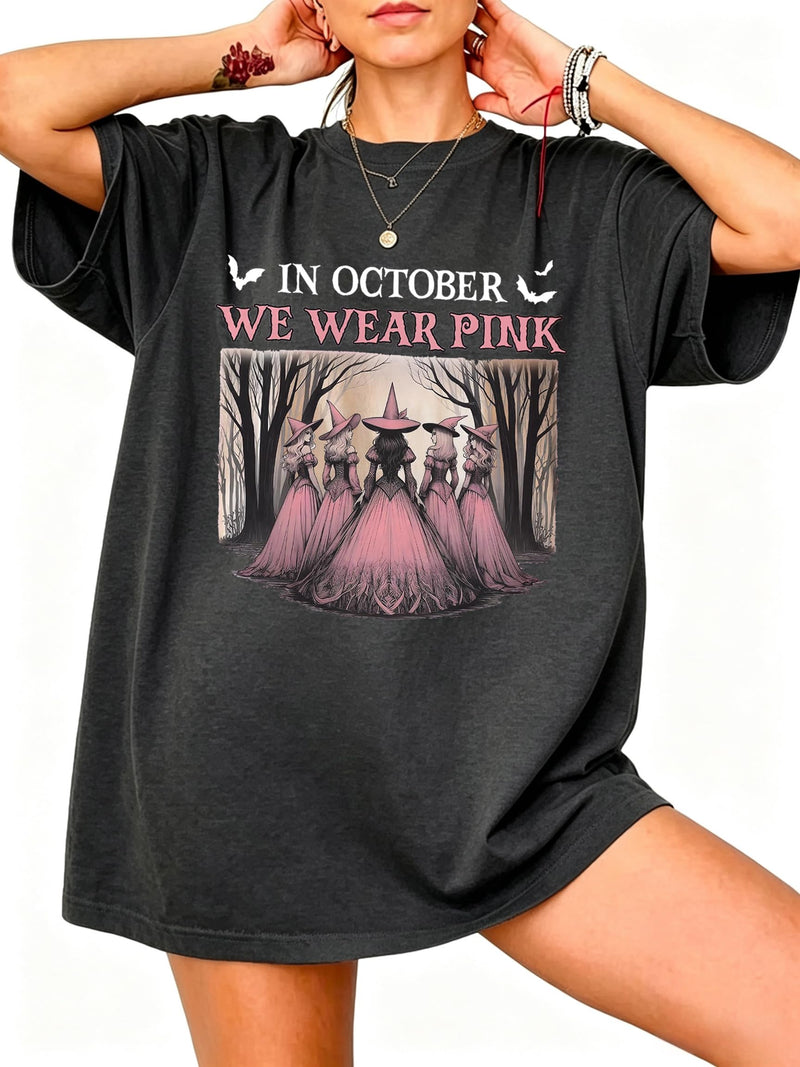 SGYHO Oversized Halloween Shirts for Women Spooky Season Pumpkin Ghost Fall Casual Tee - Gray