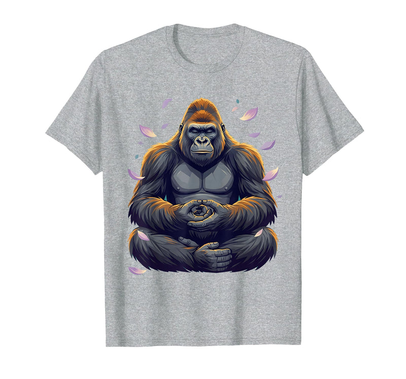Mademark Meditating Gorilla Zen Monkey Graphic Design T-Shirt - Men - Heather Grey