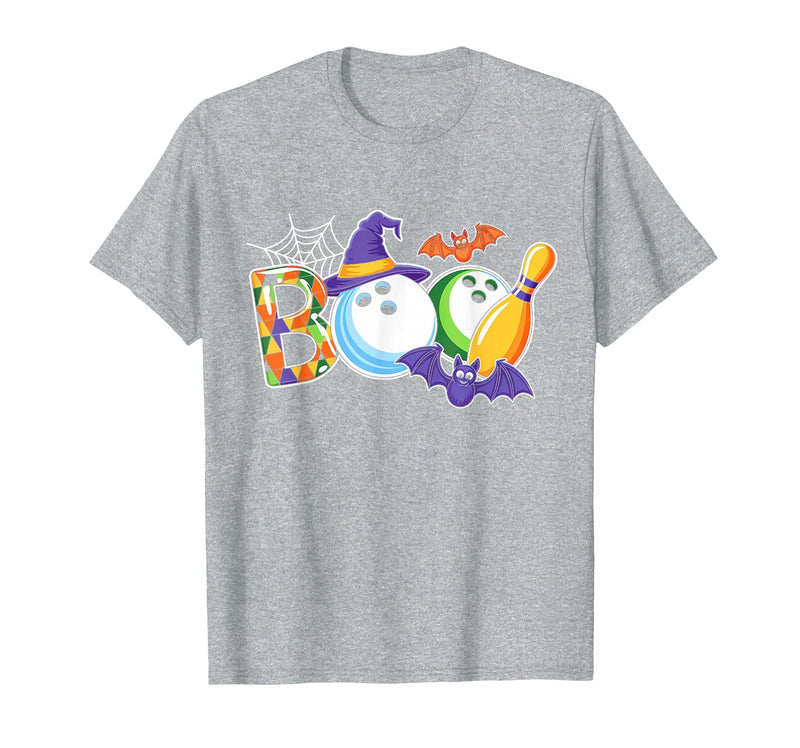 Bowling Boo Creepy Halloween Costume Pumpkin Bowling Lover T-Shirt - Heather Grey