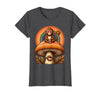 Mademark Monkey Perched on Giant Mushroom Illustration T-Shirt - Women - Dark Heather Grey