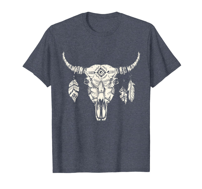 Buffalo Animals Gift Idea Bison Buffalo Skull Animal Design T-Shirt - Heather Blue