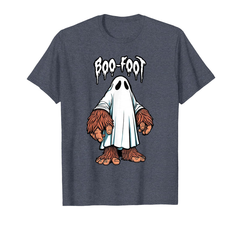 Spooky Bigfoot Sasquatch Ghost Halloween Humor Fun Boo Foot Bigfoot Ghost Sasquatch Halloween Funny Humor T-Shirt - Heather