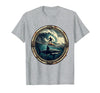Mademark Shark Silhouette Under Lone Surfer Graphic T-Shirt - Heather Grey