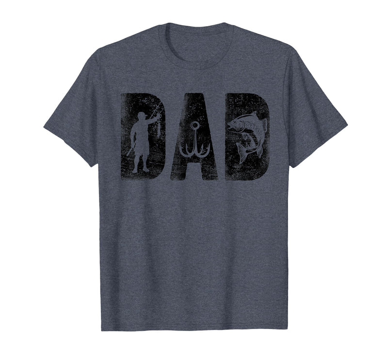 Fishing Gifts for Dad Father's Day Fisherman Fishing Dad Birthday Classic Bold Font Fish Daddy T-Shirt - Heather Blue