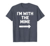 Funny DIY Mime Couples Halloween Costume Funny I'm with the Mime Easy Couples Halloween Costume T-Shirt - Heather Blue