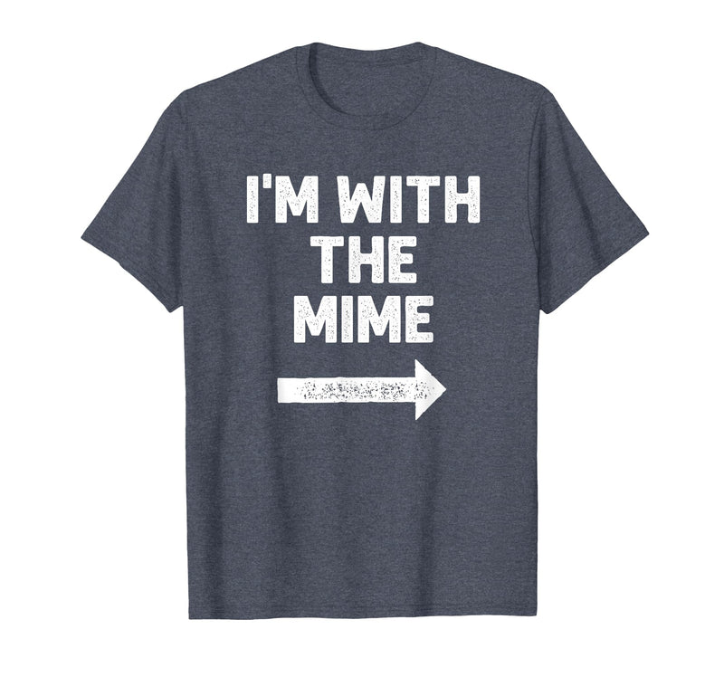 Funny DIY Mime Couples Halloween Costume Funny I'm with the Mime Easy Couples Halloween Costume T-Shirt - Heather Blue