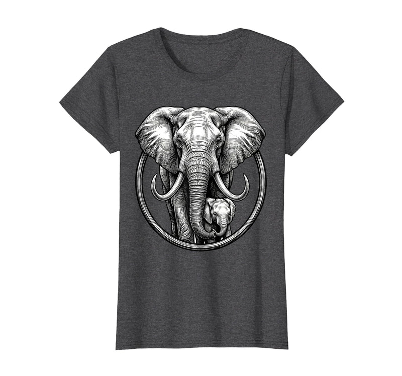 Mademark Mama Elephant and Baby Graphic Tee T-Shirt - Women - Dark Heather Grey
