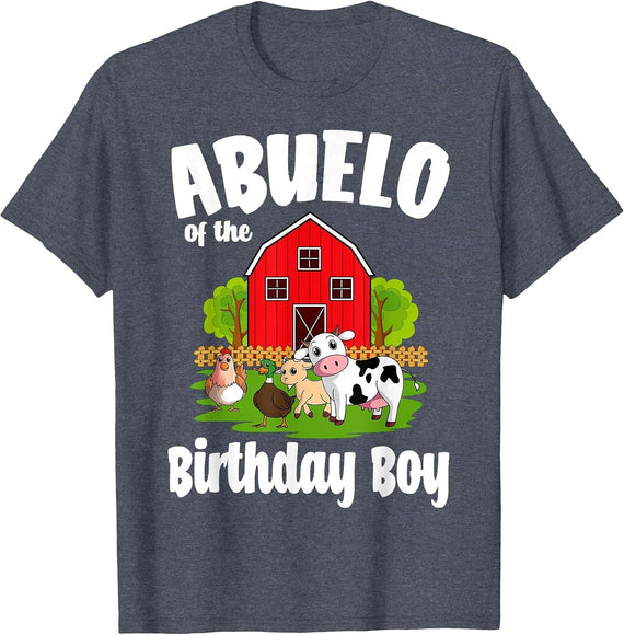 Abuelo of The Birthday Boy Farm Animal Bday Party T-Shirt - Heather Blue