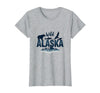 Mademark Wild Alaska Adventure: Bear, Fish, Eagle Mountain Scene T-Shirt - Heather Grey