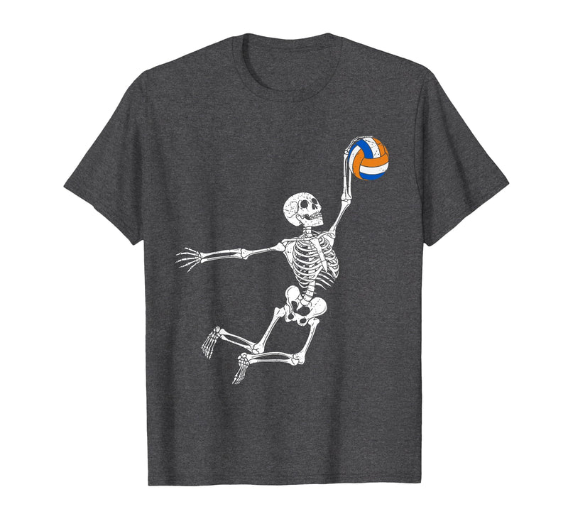 Halloween Shirts Women Men Kids Volleyball Skeleton Halloween Player Catcher Mens Boys Kids T-Shirt - Dark Heather Grey