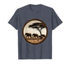 Mademark Elephant Herd Crossing Dusty Savanna Plains T-Shirt - Men - Heather Blue