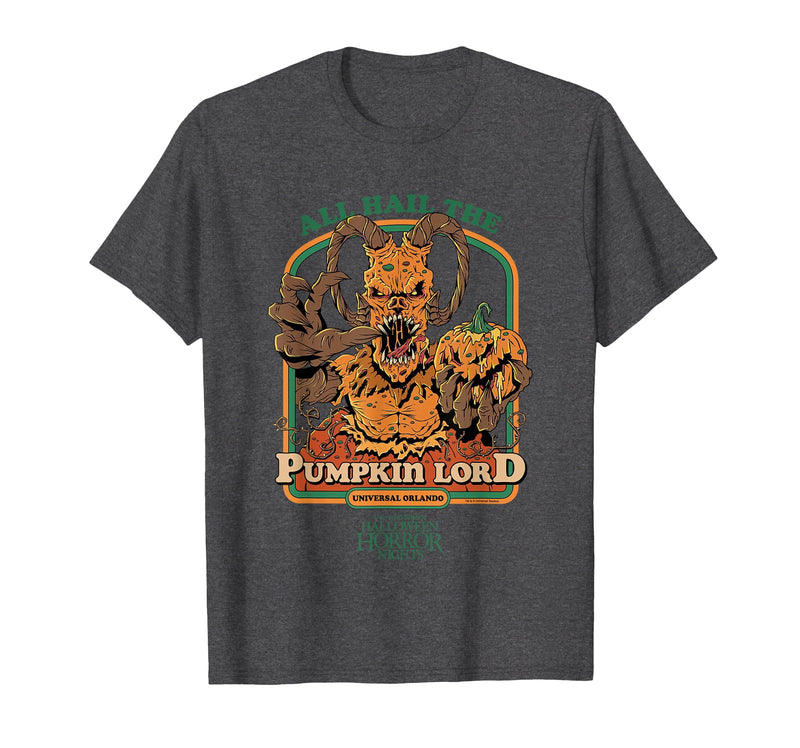 Halloween Horror Nights HHN Alles Heil dem Kürbislord T-Shirt - Dark Heather Grey