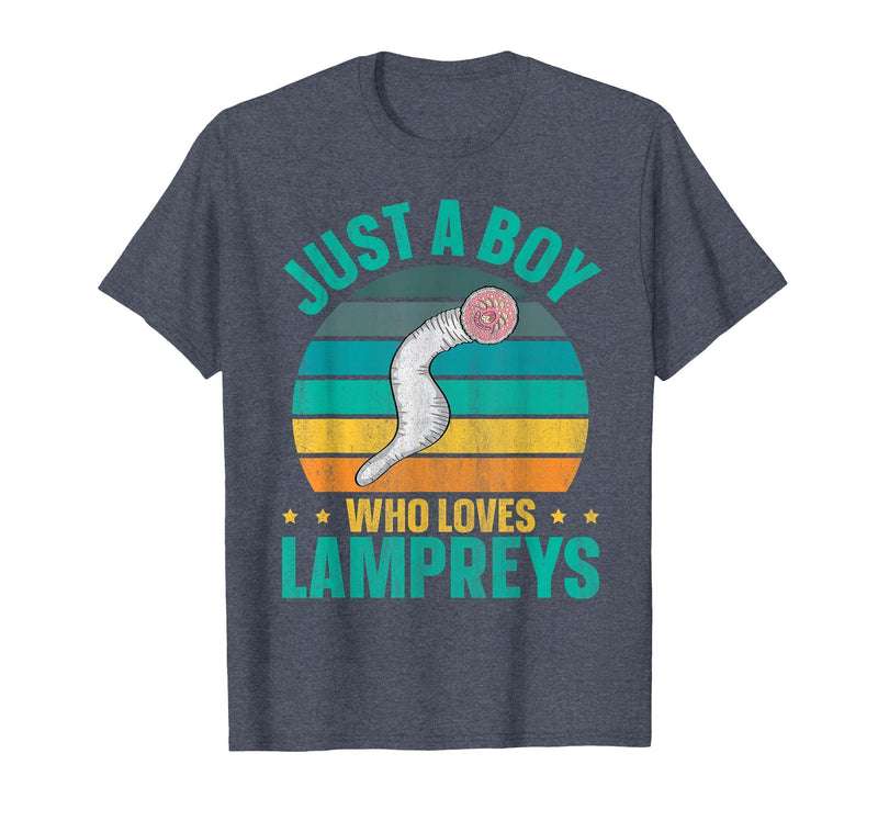 Sea Lamprey Fish Quote Just a boy who Loves Lampreys Quote for a Lamprey Boy T-Shirt - Heather Blue