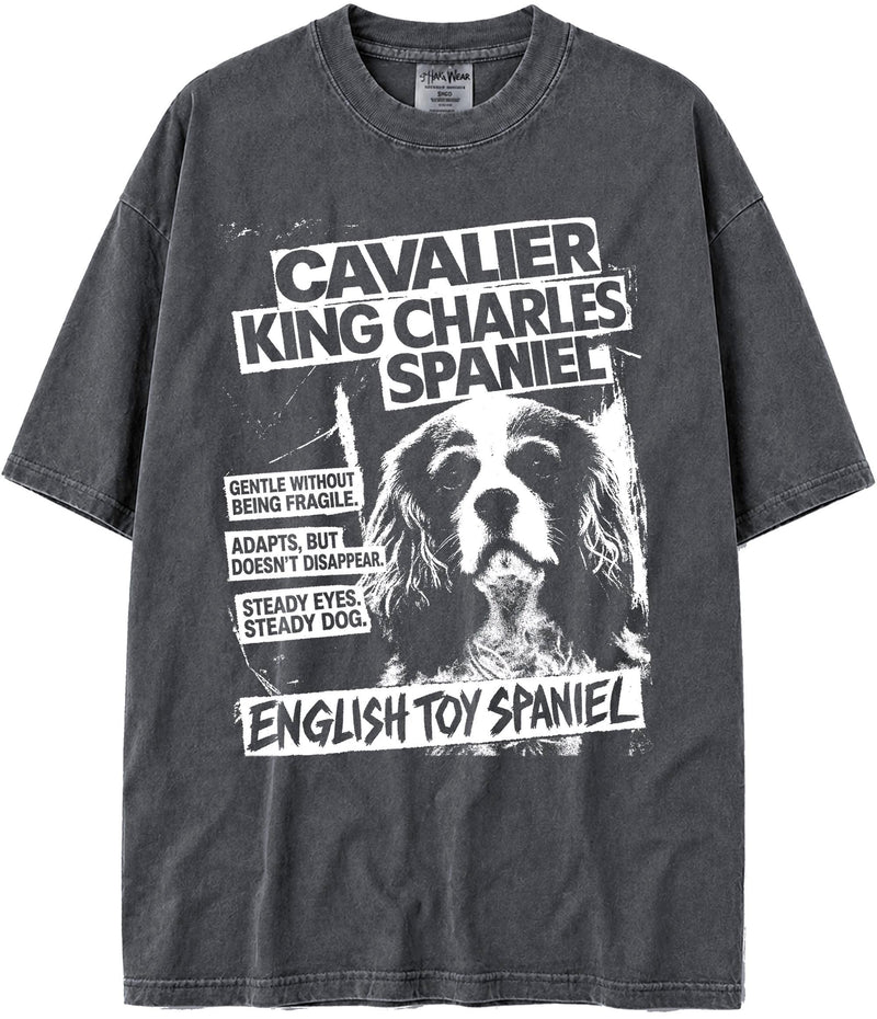 BABATEES U.S.A. MAX-Heavyweight Punk Rock Animals Shaka Wear Oversized 7.5oz Cotton Tshirt - Cavalier King Charles Spaniel
