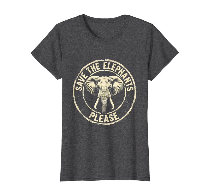 Mademark Save The Elephants Please Wildlife Advocate Design T-Shirt - Women - Dark Heather Grey