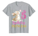 Kids 5th Birthday Rabbit Princess Girl Bunny 5 Years Old T-Shirt in Heather Grey