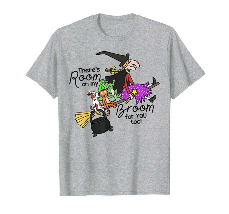 Funny Teacher Witch Tee Shirt There's Room On My Broom for You Too Teacher T-Shirt - Heather Grey