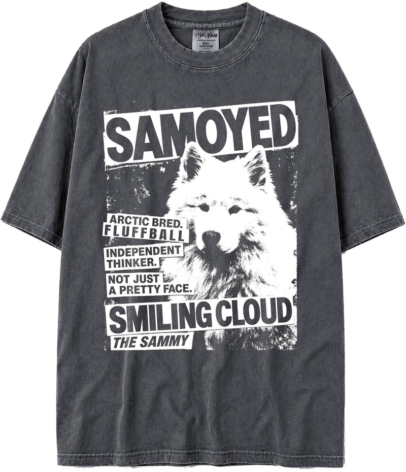 BABATEES U.S.A. MAX-Heavyweight Punk Rock Animals Shaka Wear Oversized 7.5oz Cotton Tshirt - Samoyed