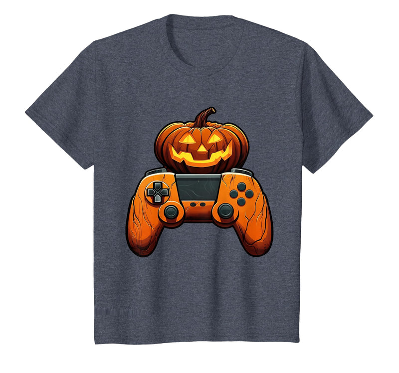 Spooky Halloween Gamers 2023 Halloween Skeleton Zombie Gaming Controllers Mummy Boys Kids T-Shirt - Heather Blue