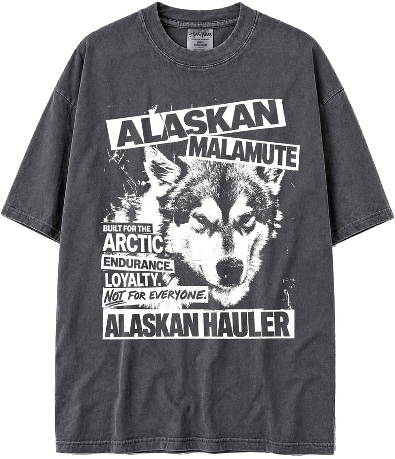 BABATEES U.S.A. MAX-Heavyweight Punk Rock Animals Shaka Wear Oversized 7.5oz Cotton Tshirt - Alaskan Malamute