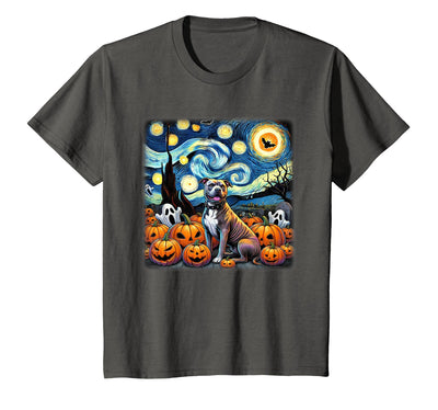 Pitbull Starry Night Tees Starry Night Pitbull Halloween T-Shirt
