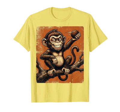Smug Monkey Throwing Poop Funny Graphic T-Shirt - Men