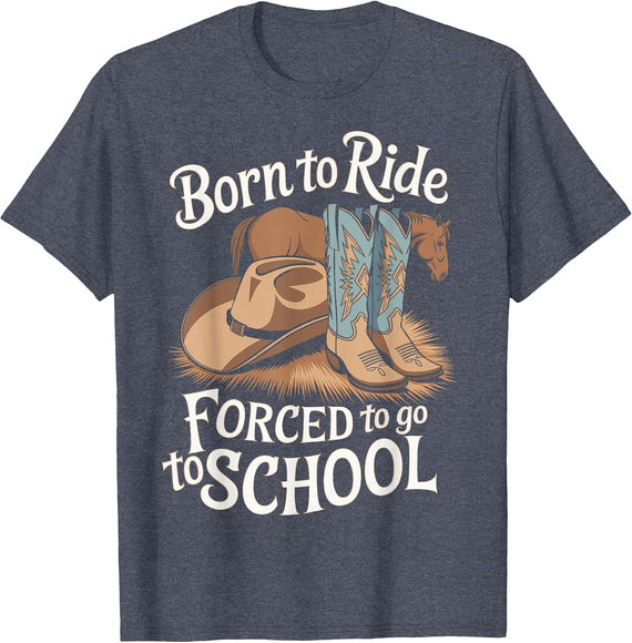 Horse Riders Barrel Racing Horse Owners Born Ride Horses T-Shirt - Heather Blue