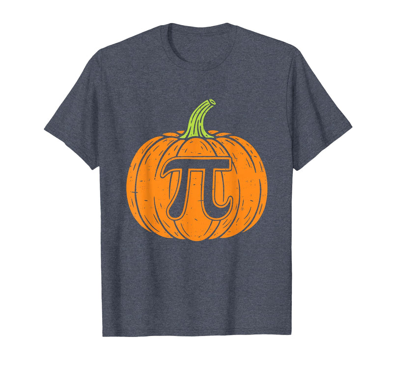 Halloween Tees Women Men Kids Pumpkin Pi Symbol Funny Math Nerd Spooky Halloween Pi Day T-Shirt - Heather Blue