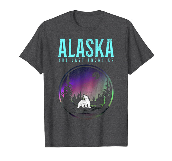 We Love Alaska - Apparel & Gifts Alaska Last Frontier Polar Bear Vintage Pride Souvenir T-Shirt - Dark Heather Grey