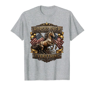 Mademark Horses Over Everything Equestrian Design T-Shirt - Men - Heather Grey